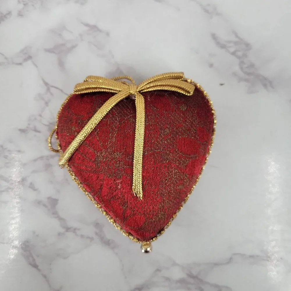 Vintage Red & Gold Velvet Christmas Ornaments Soft Non Breakable 90's
